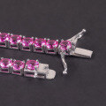 wholesale S925 sterling silver new bracelet 3/4/5mm tennis chain with lab-grown blue and pink sapphires fashion-0-3