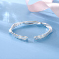 wholesale 999 Sterling Silver Möbius Strip Double-Line Interwoven Bracelet, Genuine Product for Gift to Girlfriend, Fashion Open-Ended Wholesale Bangle-0-1