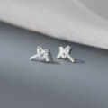 wholesale 999 Silver Fresh, Sweet, Ins Style, Niche Design, Exquisite Diamond-Inlaid Knot Earrings M06147-0-4