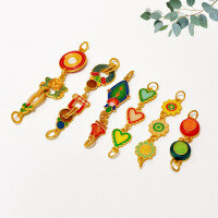 wholesale S925 gold-plated enamel chain semi-chain accessory bracelet necklace bead DIY handmade spacer bead semi-finished product-Style 4