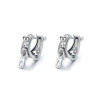 wholesale S925 Sterling Silver Creative Zipper Design Ear Clasp, Fashionable and Trendy Vintage Rayli Street Style Magazine Photo Shoot Earrings-067FR/approx. 4.7g/pair 925 silver