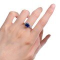wholesale S925 Sterling Silver 8*8mm Royal Blue Square High-Carbon Diamond Ring Simulated Diamond Ring for Women-0-4