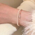 Sterling Silver Tiny Cubic Zirconia Square Charm Bracelet for Women-0-2