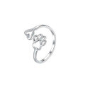 wholesale S925 Sterling Silver Cartoon Hollow-Out Cat Paw Print Dog Paw Print Toe Ring Tail Ring for Women-0-4