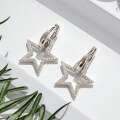 wholesale S925 Sterling Silver Five-Pointed Star Pendant Ear Hoops with Micro-Inlaid Zirconia Star Earrings, Exuding a Sense of Understated Luxury and Sophistication-0-0
