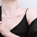Metal Micro-Pave Moissanite Minimalist Smile Necklace, Women's Versatile Fashion Pendant-0-1