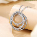 wholesale S925 Sterling Silver Four-Loop Circle Pendant Necklace for Women, Fashionable and Versatile Cross-Border Necklace with Moissanite, Inspired by Designer Styles-0-2