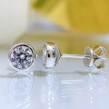 wholesale S925 silver jewelry new moissanite stud earrings for women, bezel-set with silver edges, high-carbon diamond-0-2