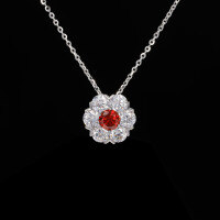 Metal Material Sunflower Collarbone Necklace, Ins Style Hot New Morchain-S925 sterling silver + 50 points of red moissanite