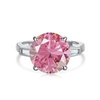 wholesale S925 Sterling Silver Ring for Women, Minimalist and Elegant with an Oversized 12*12mm Main Stone, Eight Hearts and Eight Arrows Colorful Zircon Ring for Wholesale-Pink Diamond DY120537 No. 6