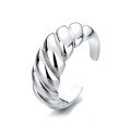wholesale S925 Sterling Silver Irregular Euro-American Style Spiral Texture Open Ring Ins French Elegance Ring for Women-0-4