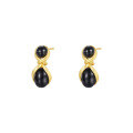wholesale 925 Sterling Silver French Black Onyx Earrings Women Small Design Luxury Trendy Minimalist Versatile-0-5
