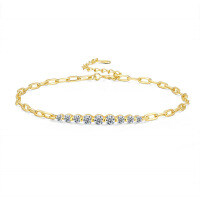 S925 Silver Irregular Straight Bracelet with D Color Moissanite, Ins Style-Inlaid with moissanite  925 silver