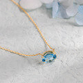 wholesale 10K Gold Japanese Style New Simple Topaz Necklace Women's Elegant OL Light Jewelry-0-3