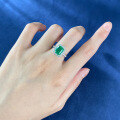 wholesale S925 Silver New Style Simulated Emerald 2 Carat Group Setting Full Diamond Ring for Women 7*9 Cross-Border-0-3
