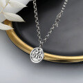 wholesale Metal S925 Sterling Silver Round Pendant Letter M Necklace Versatile Retro Trendy Internet Celebrity Ins Hip-hop Collarbone Chain Jewelry for Women-0-3
