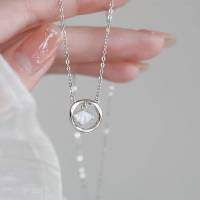 wholesale S925 sterling silver minimalist design Moebius loop necklace for women, collarbone chain, lifetime pendant, Valentine's Day gift-Platinum necklace>925 silver