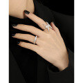 wholesale S925 Sterling Silver JF883 Original Niche Design Asymmetric Textured Minimalist Style Zirconia Inlaid Ring for Women-0-3