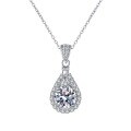 wholesale PT950 plated 925 sterling silver moissanite necklace for women, teardrop pendant, high-end elegant collarbone chain, in stock-0-4