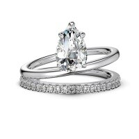 wholesale S925 Sterling Silver Korean Japanese Light Luxury Pear-Shaped Diamond Ring for Women, Minimalist and Fashionable Waterdrop Ring Set-DY121021-SW-WH>6