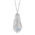 wholesale 925 Silver Gold-Plated Choker Chain Necklace with High-Carbon Diamonds and Aquamarine Feather Luxury Jewelry for Women-0-0