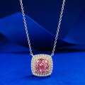 wholesale S925 silver new style padparadscha 8*8 high carbon diamond electric gold-plated necklace luxury micro-set pendant for women drop shipping-0-5