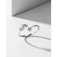 wholesale S925 Sterling Silver Small Star Diamond Ring for Women, Adjustable Opening, Light Luxury Minimalist Niche Design High-End Sense Finger Ring for Index Finger-Women's ring S925 silver &gt; adjustable opening