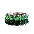 wholesale S925 Silver 40-Point Green Zircon Ring with Luxurious Halo Setting, European and American Style Women's Ring-0-4
