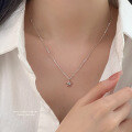 wholesale S925 Sterling Silver Korean-style Love Zircon Necklace For Women, Minimalist Star Pendant-0-4