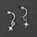 wholesale S925 Silver Designer High-End Gemstone Earrings, Unique Crescent Moon Design with Natural Amethyst Ear Studs and Drops-0-3