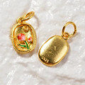 wholesale [] S925 Sterling Silver Gold Plated Enamel Rose Pendant for Beading Necklace DIY Accessories-0-3