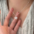 wholesale S925 Sterling Silver Summer New Love Heart Necklace Women Light Luxury Elegant Advanced Sense Heart-shaped Collarbone Chain-0-0