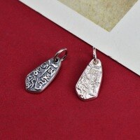 wholesale Sterling Silver Sanskrit Mantra Zen Master Six-Syllable Mantra Pendant, Chinese Style Ornament DIY Jewelry Bracelet Accessory-Sanskrit Zen Master Antique Style