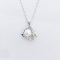 wholesale Sterling Silver New Korean Style Fashion Personalized Small Fish Pearl Pendant Minimalist Collarbone Chain-TL006577 925 silver