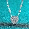 S925 Silver Moissanite Necklace with Heart Pendant-0-4