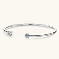 wholesale S925 Sterling Silver New Popular Ins Style Moissanite Bracelet, Small Design, Minimalist Bangle, Open-Ended Bangle-0-1