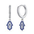 wholesale S925 Sterling Silver European and American Hit Blue Teardrop Zircon Heart Stud Earrings Exquisitely Designed with a Sense of Advanced Geometry-0-10