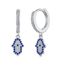 wholesale S925 Sterling Silver European and American Hit Blue Teardrop Zircon Heart Stud Earrings Exquisitely Designed with a Sense of Advanced Geometry-TZ1D0001-SW-SP 925 silver