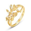 wholesale S925 silver gold-plated fashion trendy hollow leaf vine ring, Japanese-style light luxury niche jewelry wholesale-0-4
