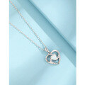 wholesale 925 Sterling Silver Cross-Border New Opal Heart Pendant Necklace for Women, Ins Style, Small and Unique Design, Collarbone Chain-0-2