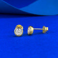 wholesale S925 Silver Gold-Plated New Style Single Diamond Round Stud Earrings Set with 50 Zirconia, Small and Exquisite Versatile Design-0-1