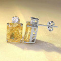 wholesale S925 silver new luxury inlaid high-carbon diamond simulated yellow diamond earrings for women, fashionable and elegant-0-2