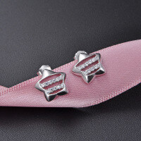 wholesale S925 Sterling Silver Plated with Zirconia Star Earrings for Women, Minimalist and Fresh Style-Earrings-Not with Tremella Plugs 925 Silver