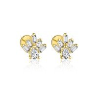 wholesale S925 Sterling Silver Wholesale-E4757-Gold/Pair 925 Silver