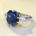 wholesale S925 Silver New Royal Blue Asscher Cut 12*12mm Ring, Simple, Stylish, and Versatile-0-2