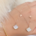 wholesale S925 Sterling Silver Red Elk Summer Fresh and Minimalist Starfish Necklace Pendant Shell French Light Luxury-0-0