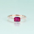 wholesale Rose gold plated over S925 sterling silver with lab-grown ruby ring, fashion and elegant minimalist style-0-1
