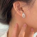 wholesale S925 Sterling Silver Korean Geometric U-Shaped Hoop Earrings for Women, Minimalist and Versatile-0-3