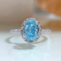 wholesale S925 Silver New High Carbon Zircon 1-Carat Oval Aquamarine 6*8 Radiant Ring by Zhuozhifan Jewelry-0-5
