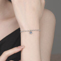 S925 Silver Minimalist Japanese Korean Style Grain Single Moissanite Bracelet Wholesale-0-2
